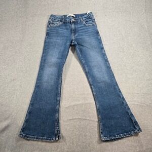 Zara Kids Girls Blue The Flare High Rise Distressed Denim Jeans Size 10 140cm